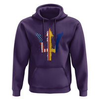 Funny Barbadian American Pride Barbados USA Flag Trident Hoodie