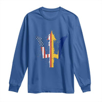 Funny Barbadian American Pride Barbados USA Flag Trident Long Sleeve Shirt