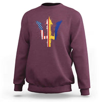 Funny Barbadian American Pride Barbados USA Flag Trident Sweatshirt