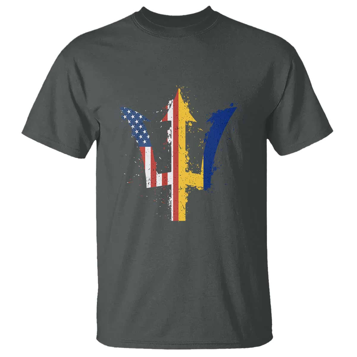 Funny Barbadian American Pride Barbados USA Flag Trident T Shirt