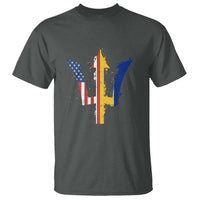 Funny Barbadian American Pride Barbados USA Flag Trident T Shirt