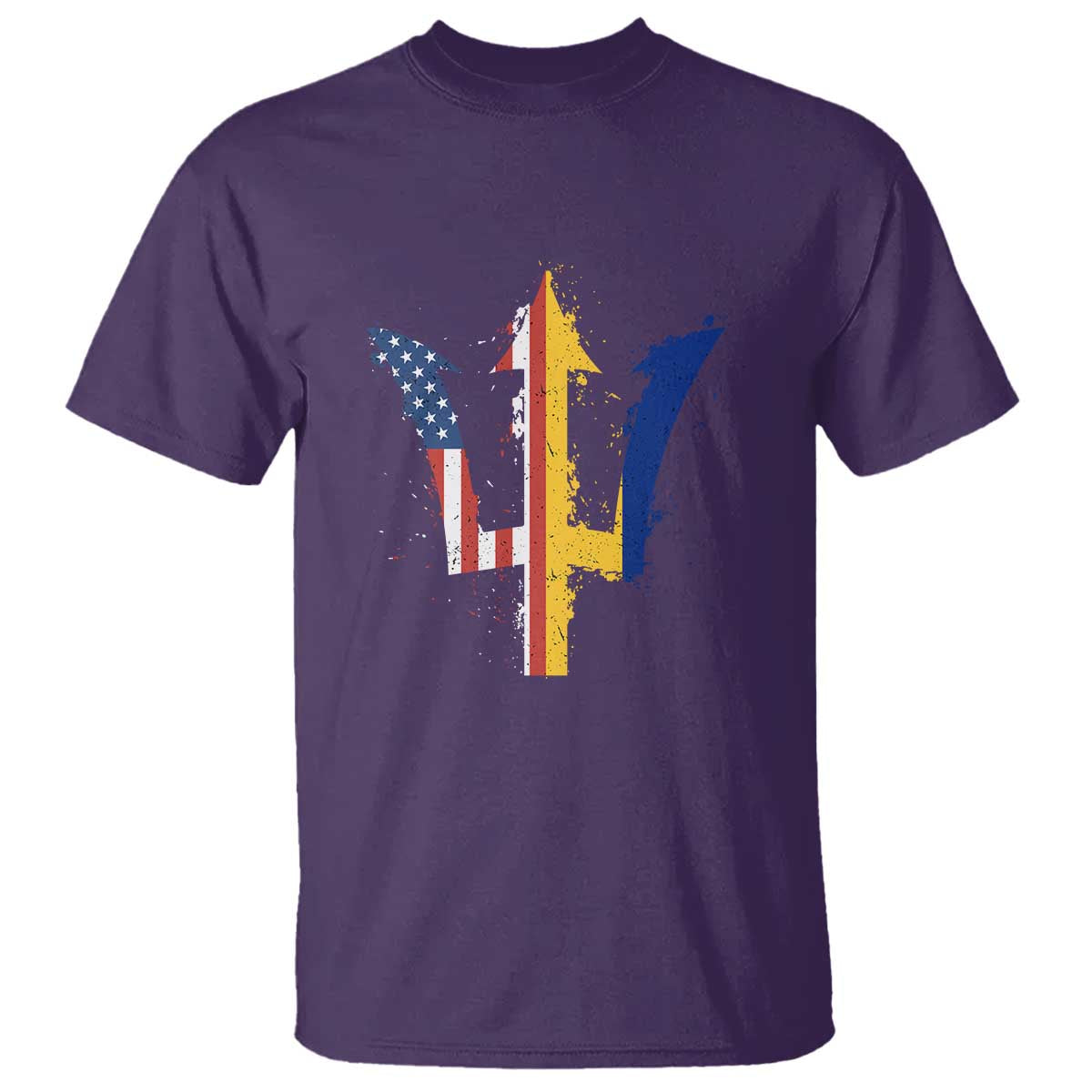 Funny Barbadian American Pride Barbados USA Flag Trident T Shirt