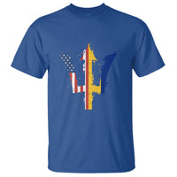 Funny Barbadian American Pride Barbados USA Flag Trident T Shirt
