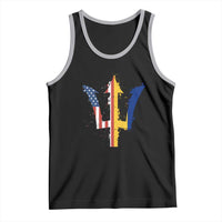 Funny Barbadian American Pride Barbados USA Flag Trident Tank Top