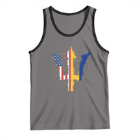 Funny Barbadian American Pride Barbados USA Flag Trident Tank Top