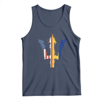 Funny Barbadian American Pride Barbados USA Flag Trident Tank Top