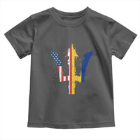 Funny Barbadian American Pride Barbados USA Flag Trident Toddler T Shirt
