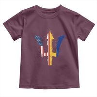 Funny Barbadian American Pride Barbados USA Flag Trident Toddler T Shirt