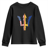 Funny Barbadian American Pride Barbados USA Flag Trident Youth Sweatshirt
