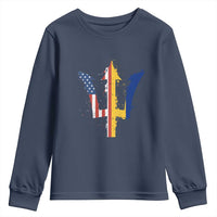 Funny Barbadian American Pride Barbados USA Flag Trident Youth Sweatshirt