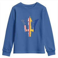 Funny Barbadian American Pride Barbados USA Flag Trident Youth Sweatshirt
