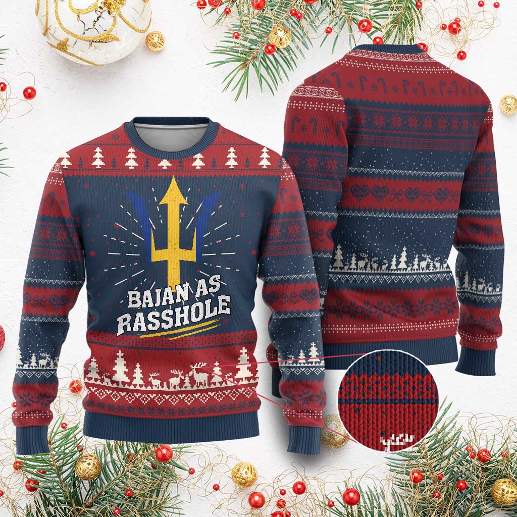 Funny Bajan As Rasshole Knitted Sweatshirt Barbados Tridents - Wonder Print Shop