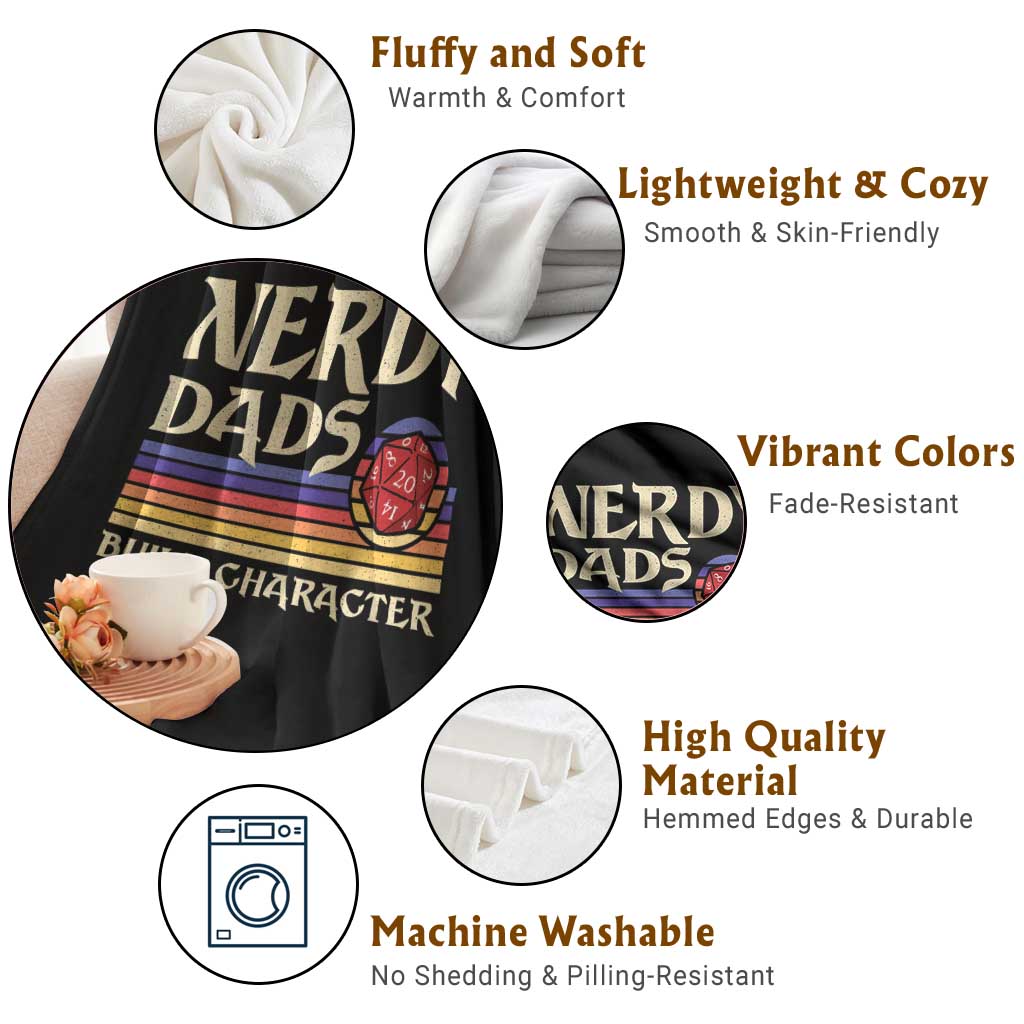 Nerdy Dad Throw Blanket Funny Fathers Day RPG Gaming D20 Tabletop
