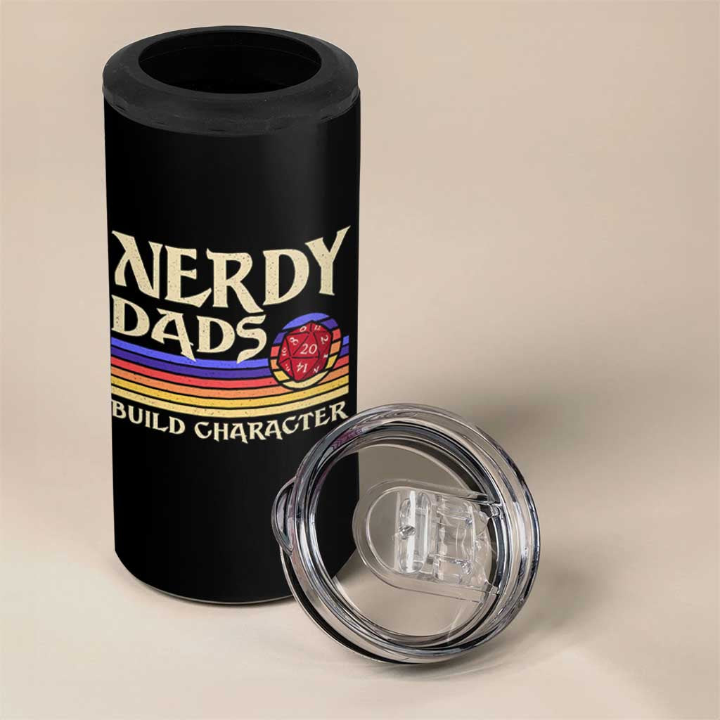 Nerdy Dad 4 in 1 Can Cooler Tumbler Funny Fathers Day RPG Gaming D20 Tabletop
