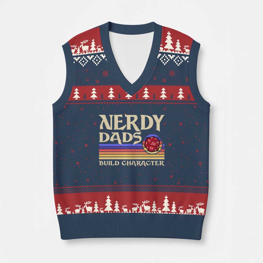 Nerdy Dad V-Neck Knit Sweater Vest Funny Fathers Day RPG Gaming D20 Tabletop