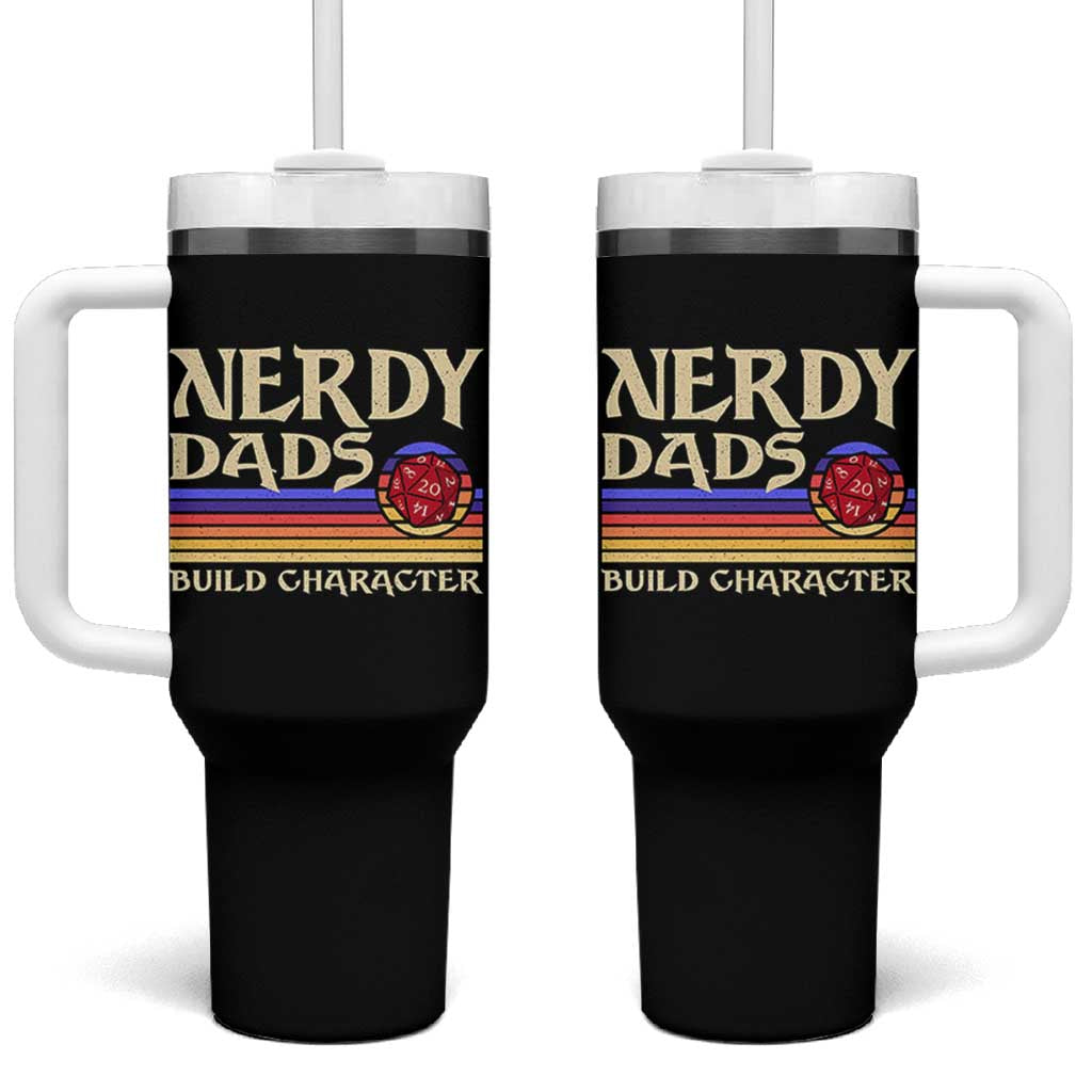 Nerdy Dad Tumbler With Handle Funny Fathers Day RPG Gaming D20 Tabletop