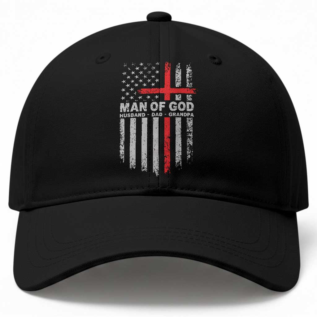 Man of God Husband Dad Protector Baseball Cap Christian Dad Fathers Day