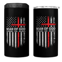 Man of God Husband Dad Protector 4 in 1 Can Cooler Tumbler Christian Dad Fathers Day