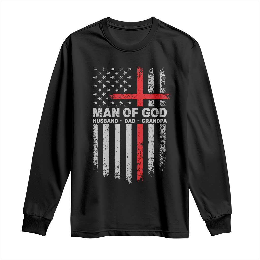 Man of God Husband Dad Protector Long Sleeve Shirt Christian Dad Fathers Day