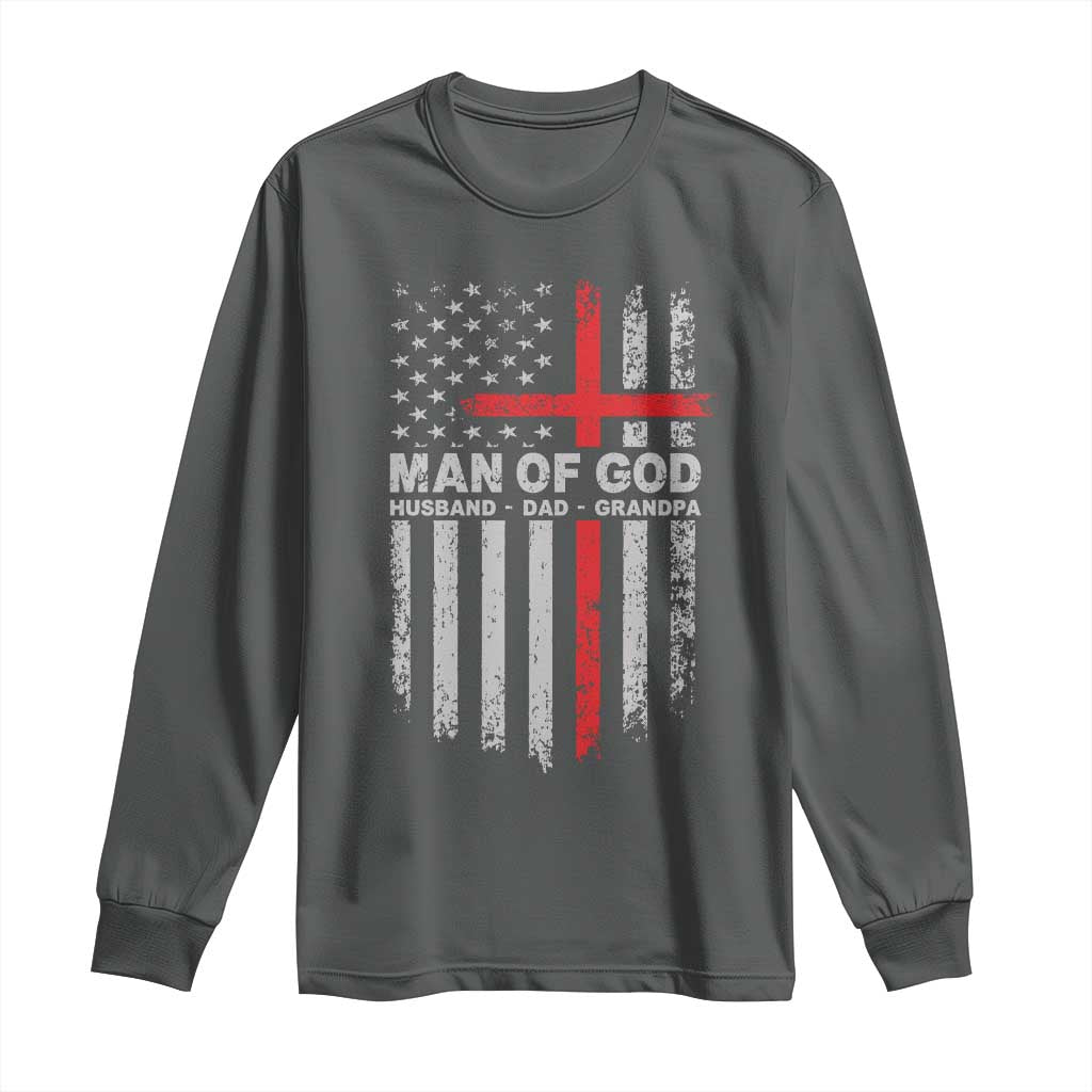 Man of God Husband Dad Protector Long Sleeve Shirt Christian Dad Fathers Day