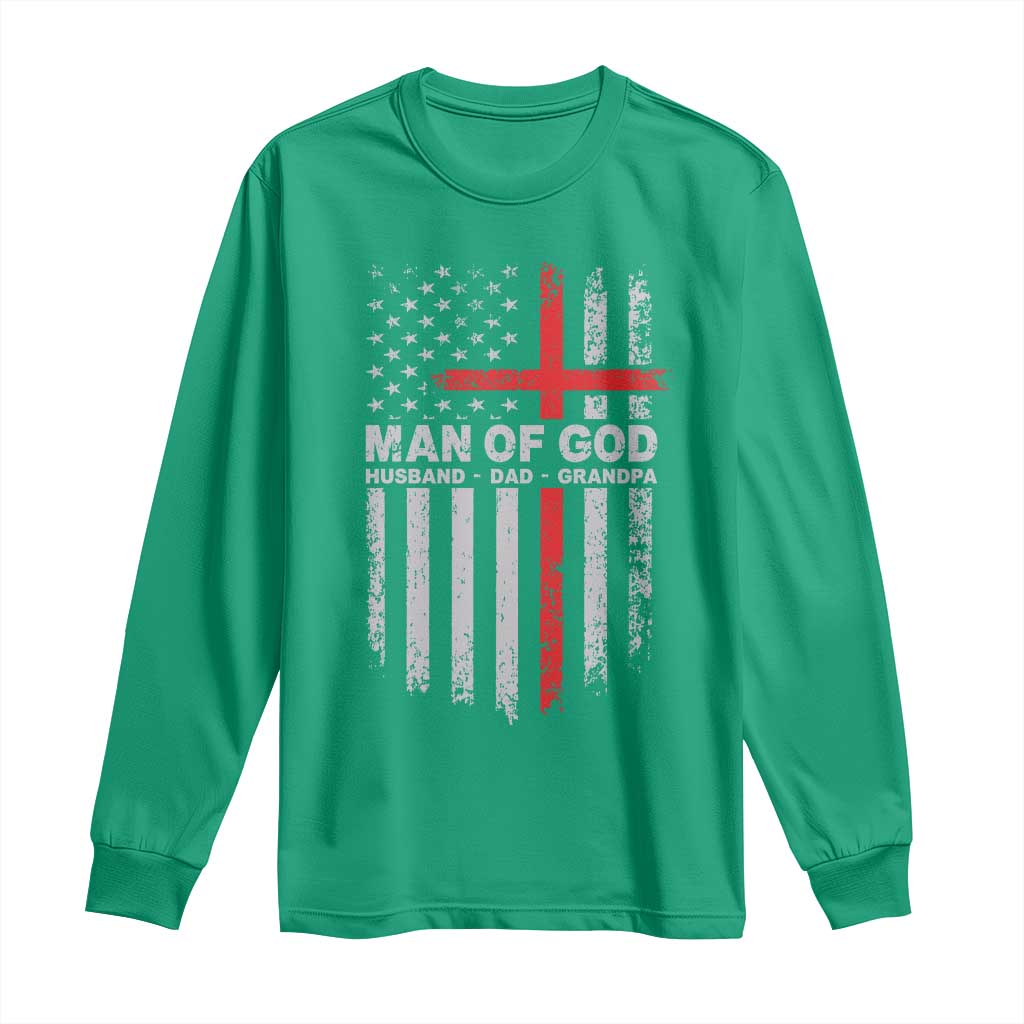 Man of God Husband Dad Protector Long Sleeve Shirt Christian Dad Fathers Day