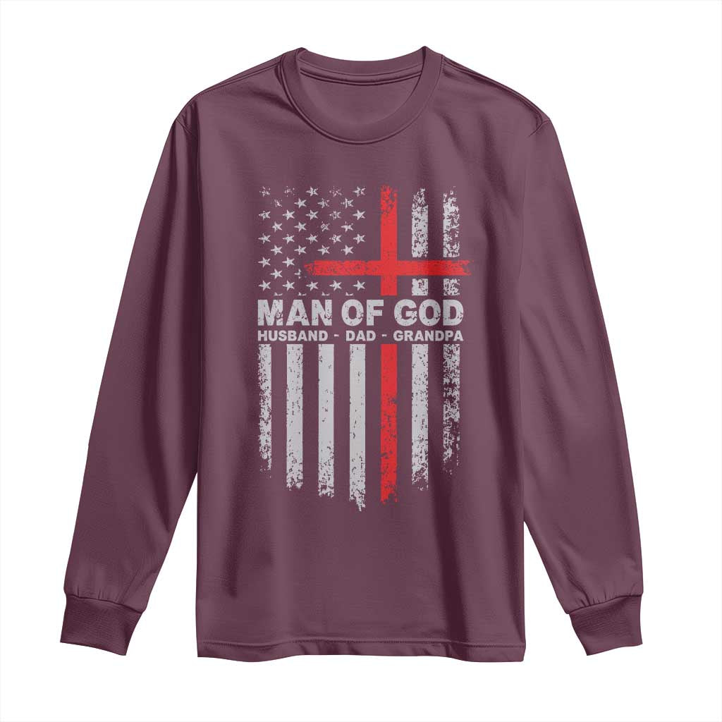 Man of God Husband Dad Protector Long Sleeve Shirt Christian Dad Fathers Day