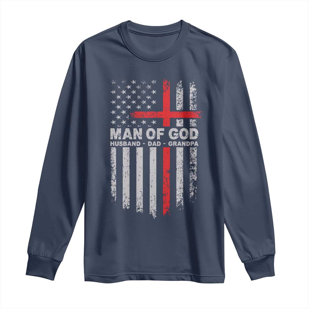 Man of God Husband Dad Protector Long Sleeve Shirt Christian Dad Fathers Day