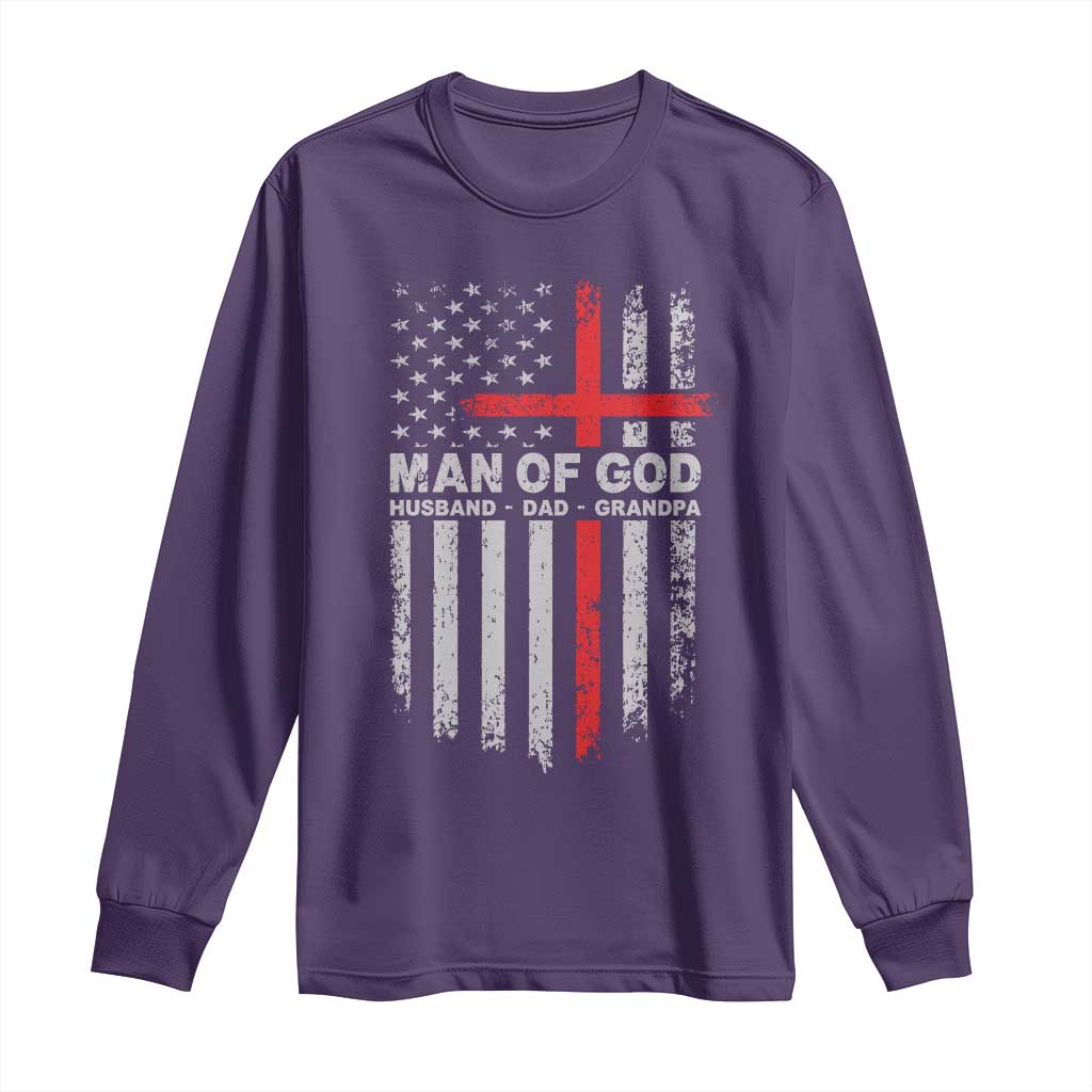 Man of God Husband Dad Protector Long Sleeve Shirt Christian Dad Fathers Day