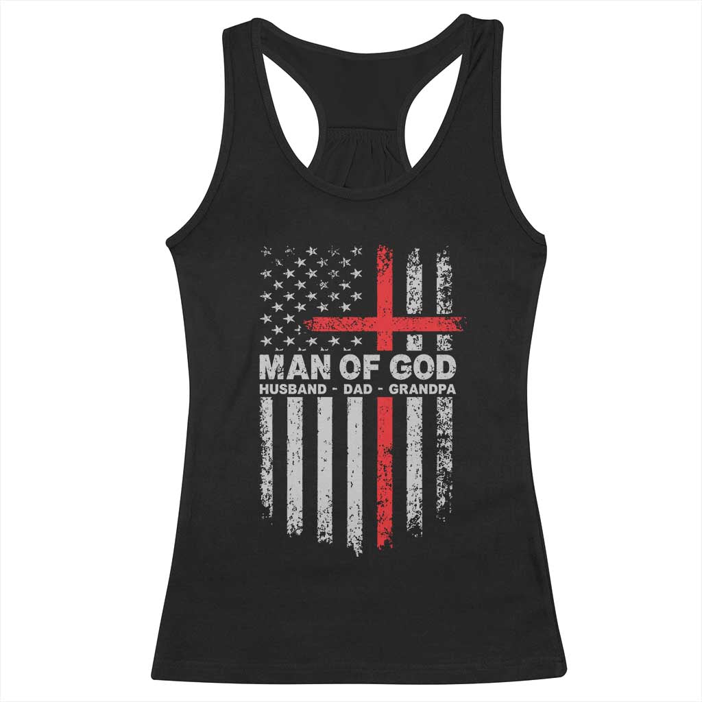 Man of God Husband Dad Protector Racerback Tank Top Christian Dad Fathers Day
