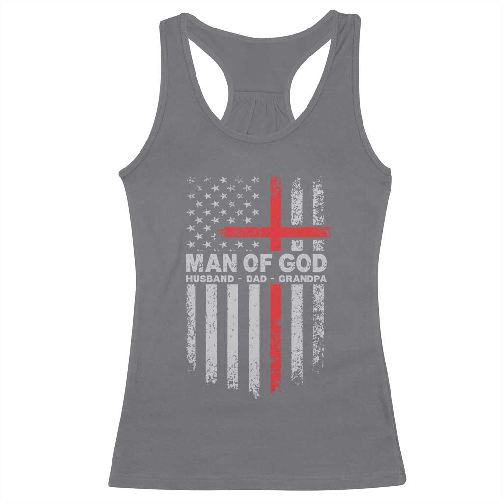 Man of God Husband Dad Protector Racerback Tank Top Christian Dad Fathers Day