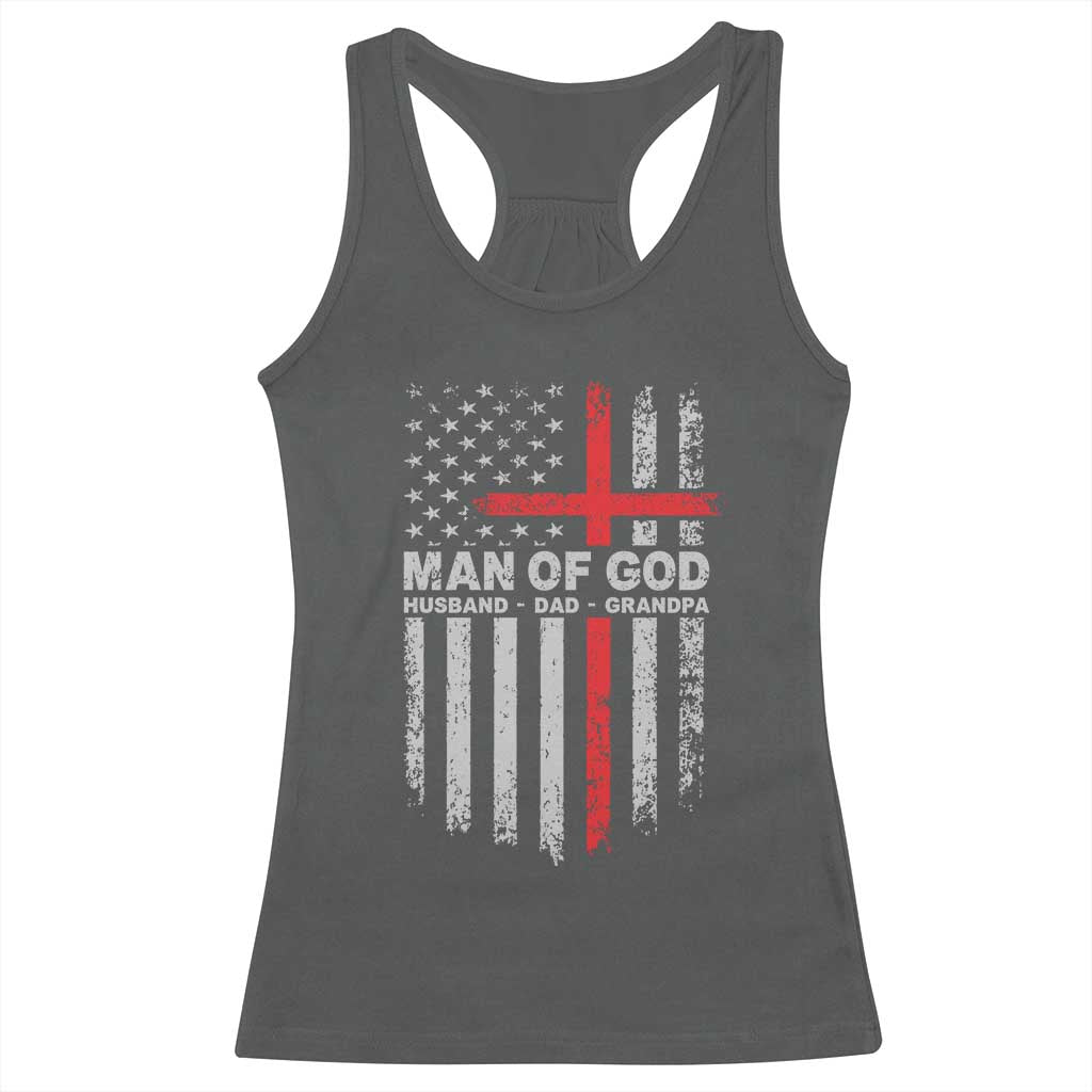 Man of God Husband Dad Protector Racerback Tank Top Christian Dad Fathers Day