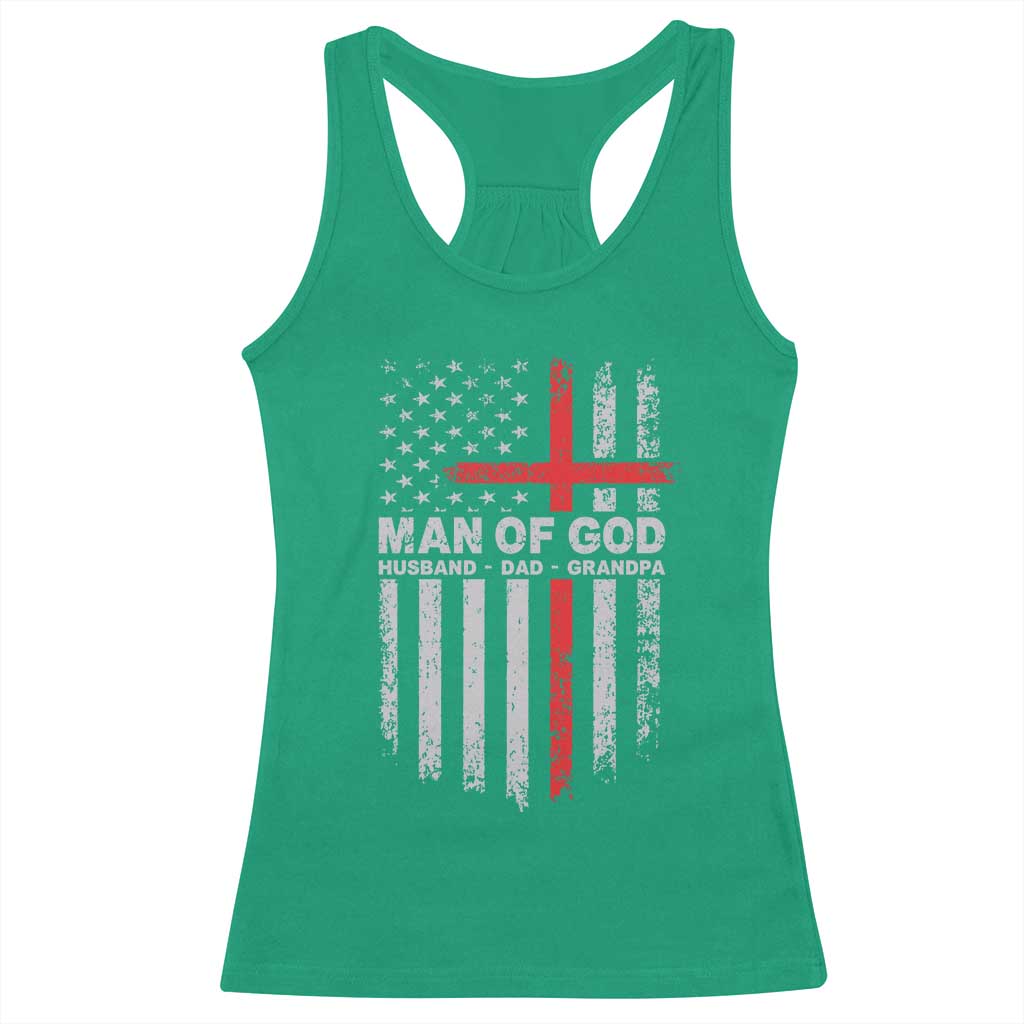 Man of God Husband Dad Protector Racerback Tank Top Christian Dad Fathers Day