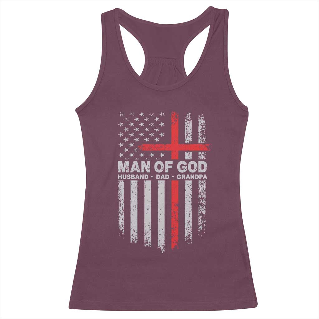 Man of God Husband Dad Protector Racerback Tank Top Christian Dad Fathers Day
