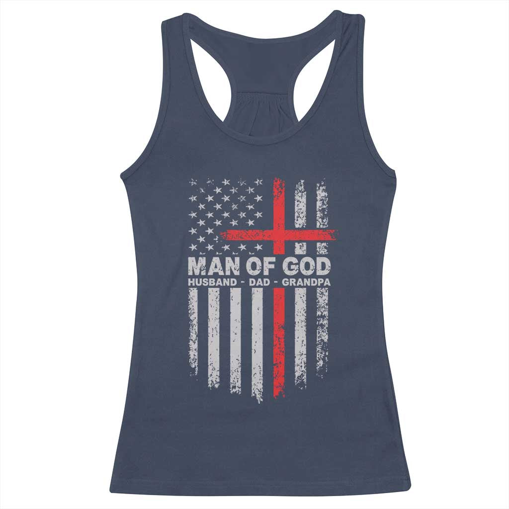 Man of God Husband Dad Protector Racerback Tank Top Christian Dad Fathers Day