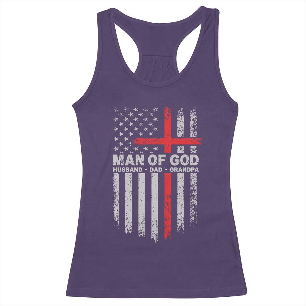 Man of God Husband Dad Protector Racerback Tank Top Christian Dad Fathers Day