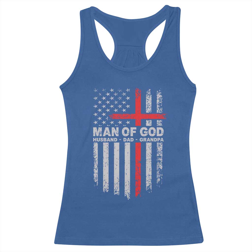 Man of God Husband Dad Protector Racerback Tank Top Christian Dad Fathers Day