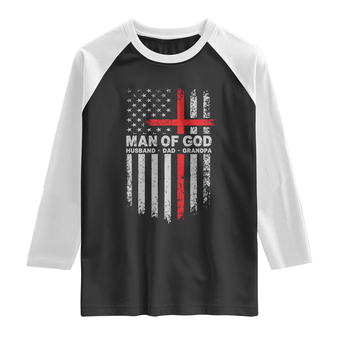 Man of God Husband Dad Protector Raglan Shirt Christian Dad Fathers Day