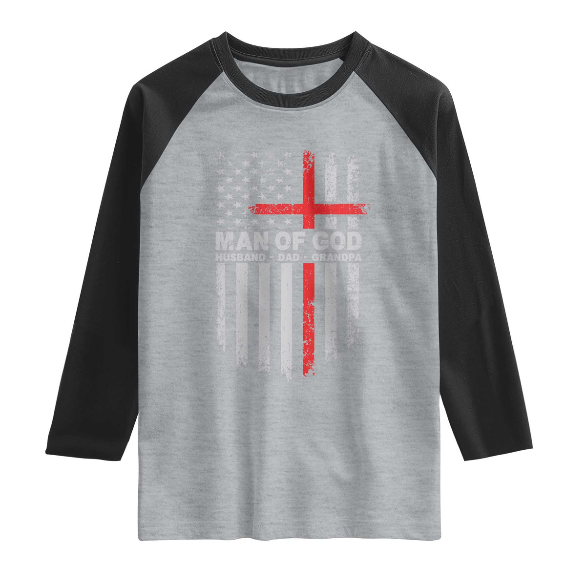 Man of God Husband Dad Protector Raglan Shirt Christian Dad Fathers Day