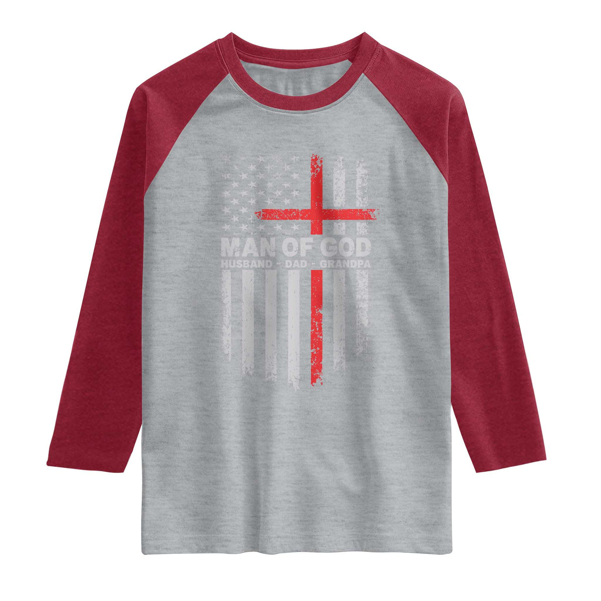 Man of God Husband Dad Protector Raglan Shirt Christian Dad Fathers Day