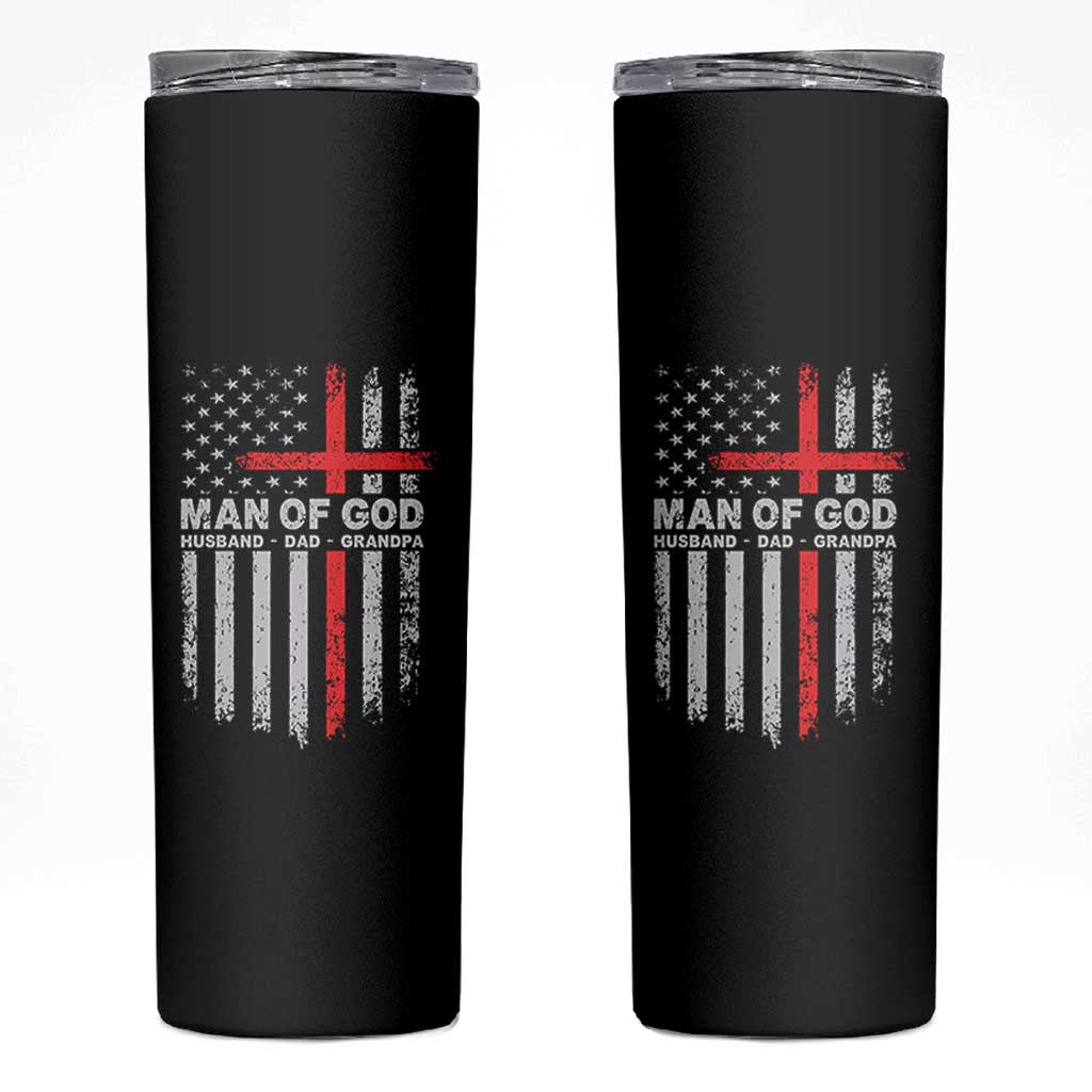Man of God Husband Dad Protector Skinny Tumbler Christian Dad Fathers Day