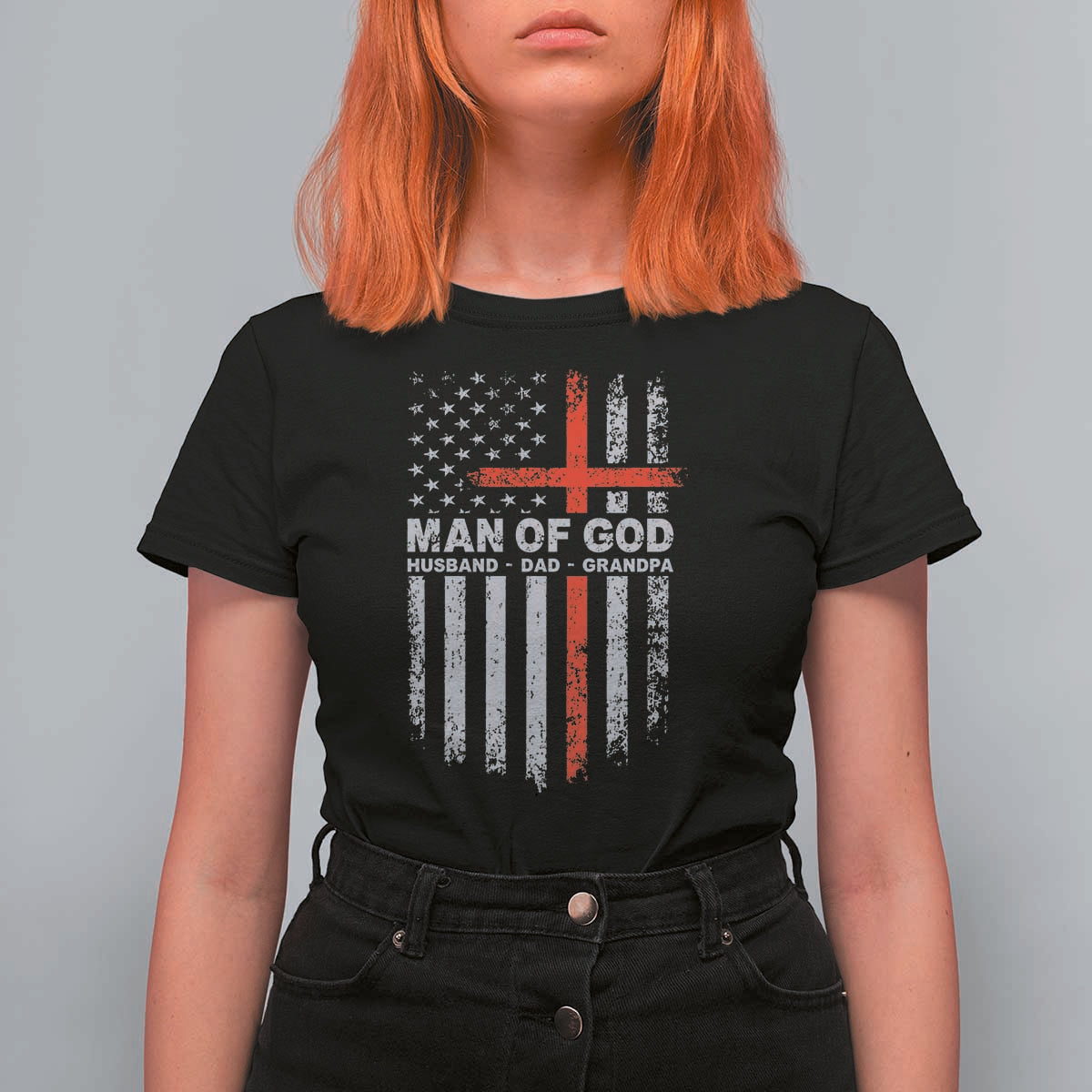 Man of God Husband Dad Protector T Shirt For Women Christian Dad Fathers Day