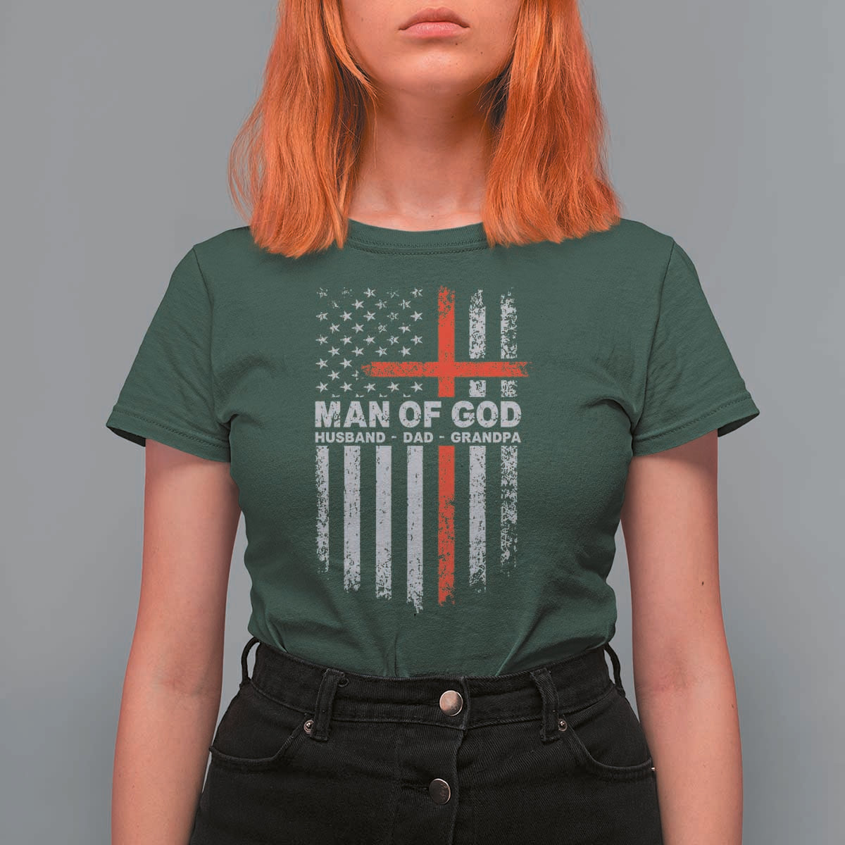 Man of God Husband Dad Protector T Shirt For Women Christian Dad Fathers Day