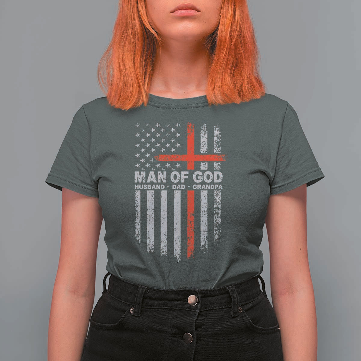 Man of God Husband Dad Protector T Shirt For Women Christian Dad Fathers Day