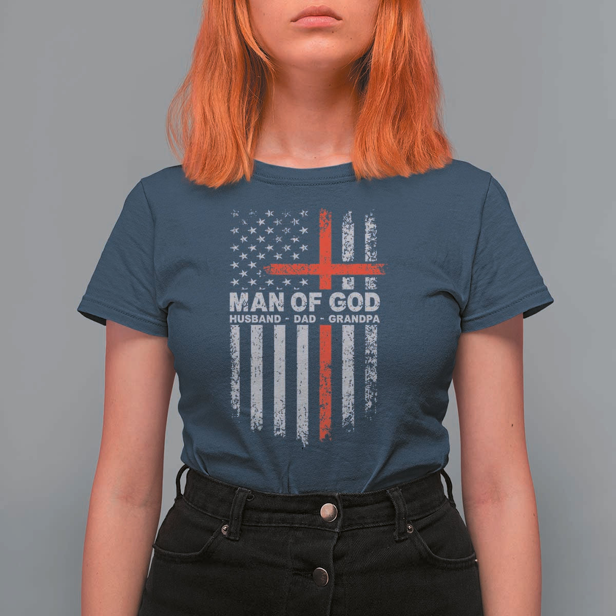 Man of God Husband Dad Protector T Shirt For Women Christian Dad Fathers Day