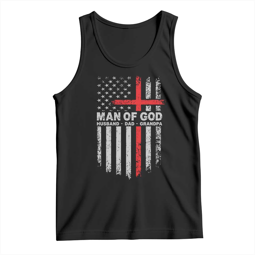 Man of God Husband Dad Protector Tank Top Christian Dad Fathers Day