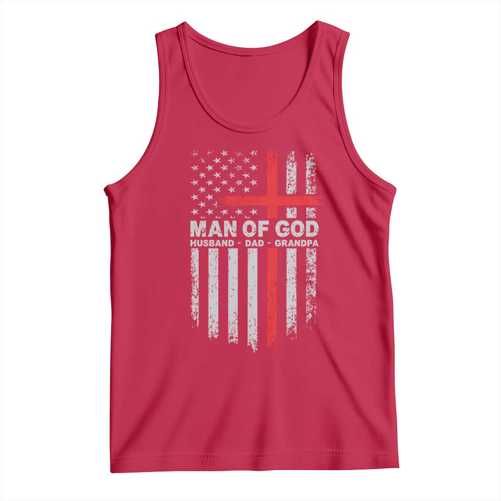 Man of God Husband Dad Protector Tank Top Christian Dad Fathers Day