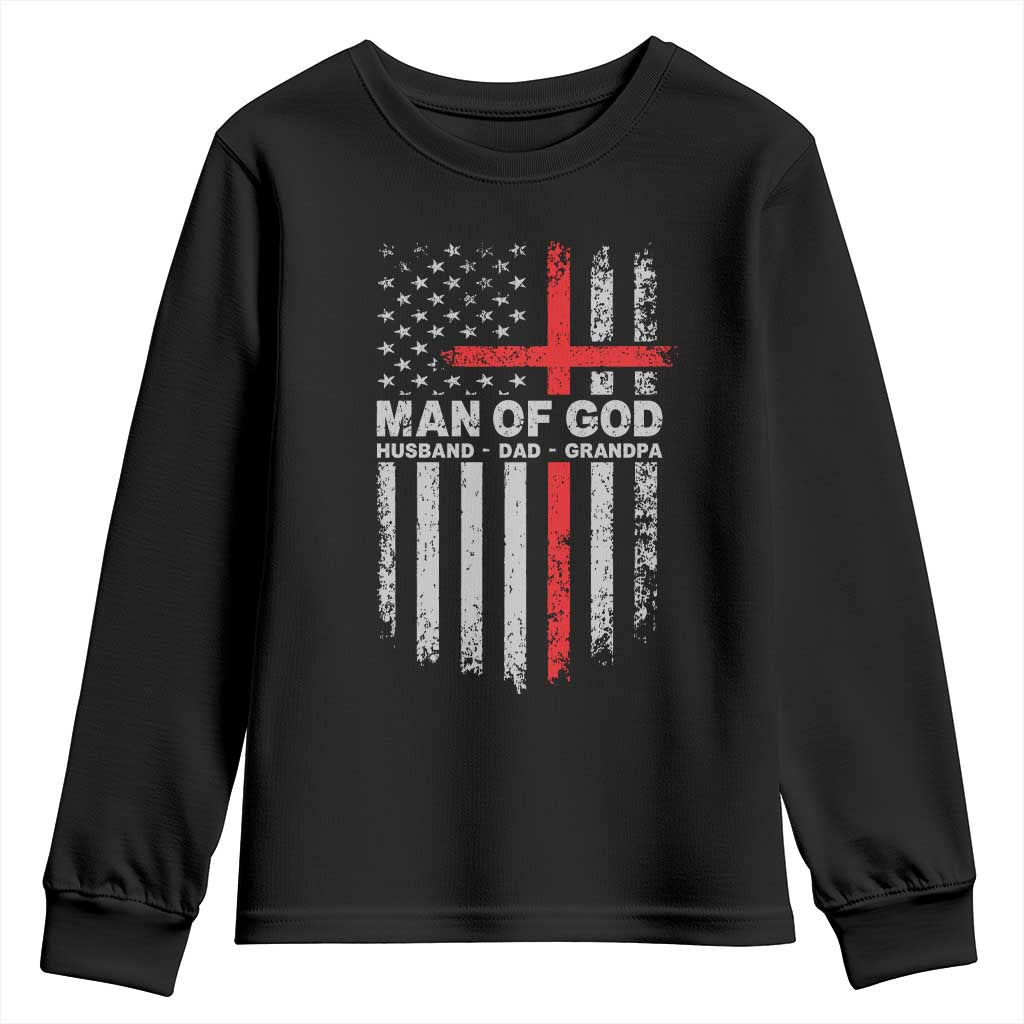 Man of God Husband Dad Protector Youth Sweatshirt Christian Dad Fathers Day