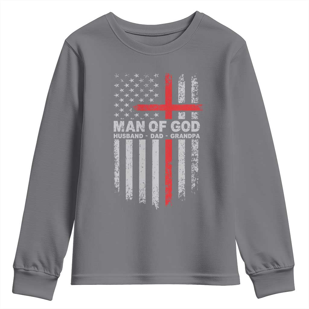 Man of God Husband Dad Protector Youth Sweatshirt Christian Dad Fathers Day