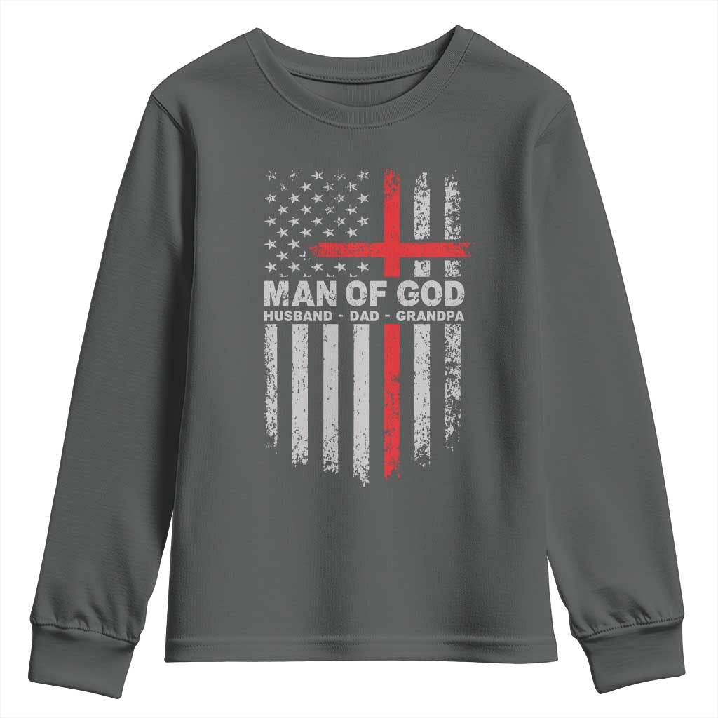 Man of God Husband Dad Protector Youth Sweatshirt Christian Dad Fathers Day
