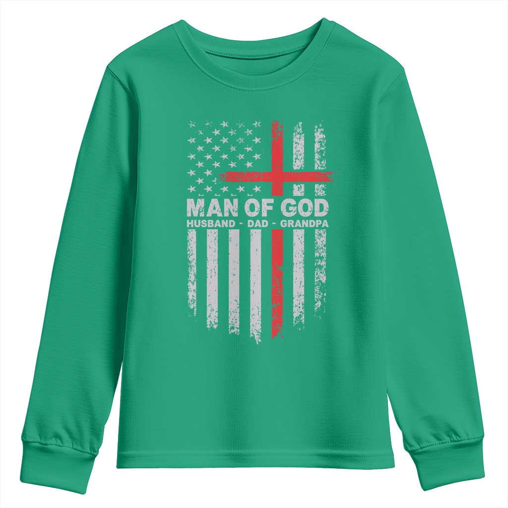 Man of God Husband Dad Protector Youth Sweatshirt Christian Dad Fathers Day
